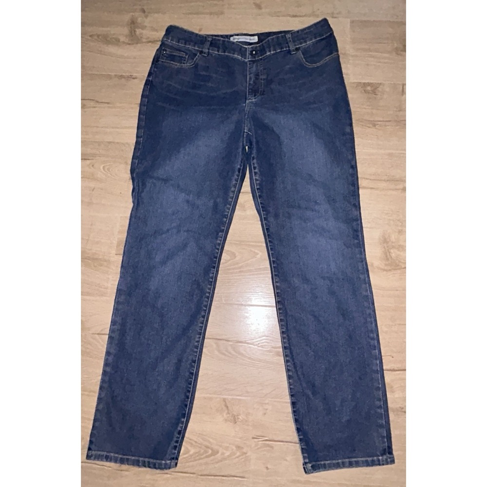 Chico's Women's Blue Denim Jeans Medium Straight 5-Pocket Button Zip